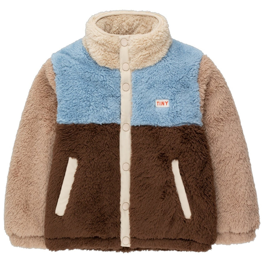 COLOR BLOCK POLAR SHERPA JACKET ⎜CHOCOLATE / GREY