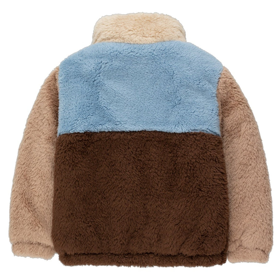 COLOR BLOCK POLAR SHERPA JACKET ⎜CHOCOLATE / GREY